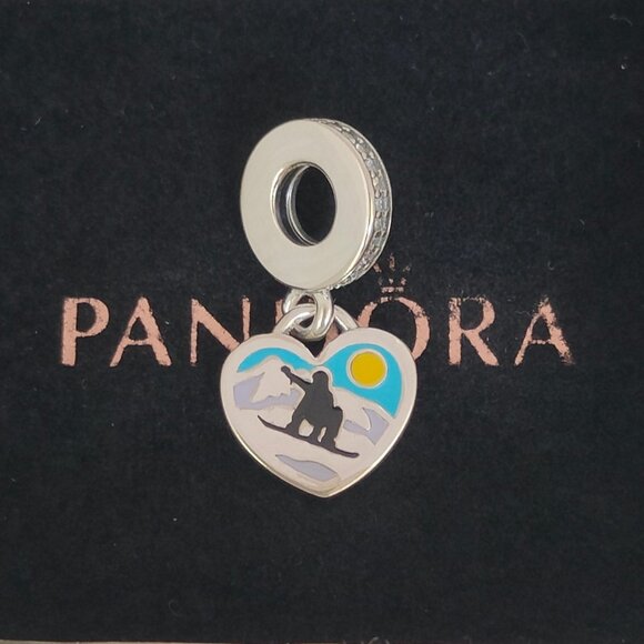 Pandora Jewelry - Pandora Snowboarder Charm Heart Dangle Travel Destination S925 Silver with box